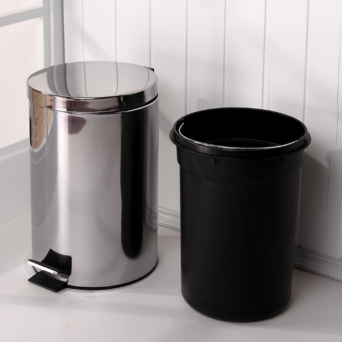 LIXEIRA INOX COM PEDAL REDONDA